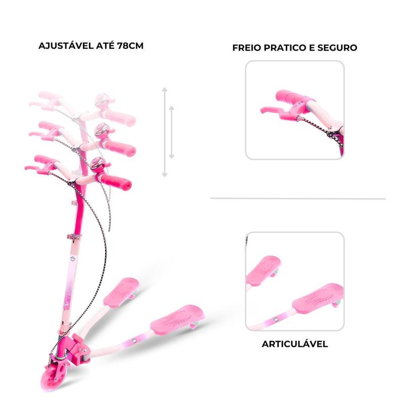 Patinete Abre e Fecha Uni Toys Rosa Lilás 2382 - Patinete Adulto